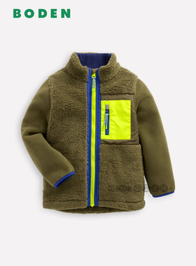 代购英国Mini BODEN男童墨绿色外套羊羔毛棉服加厚2-14岁B3088