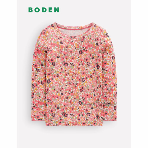 代购英国Mini BODEN女童粉色小碎花长袖T恤休闲打底2-14岁G4920