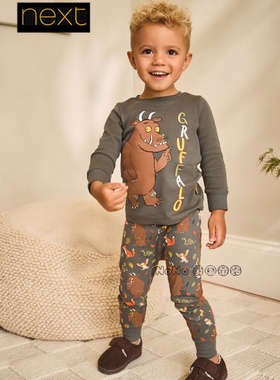 代购英国Next男童绿色咕噜牛家居服长袖睡衣秋裤1-9岁纯棉F48-969
