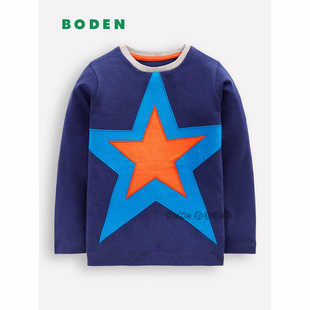 12岁W89 代购 T恤纯棉2 BODEN男童蓝色星星卡通长袖 534 英国Mini