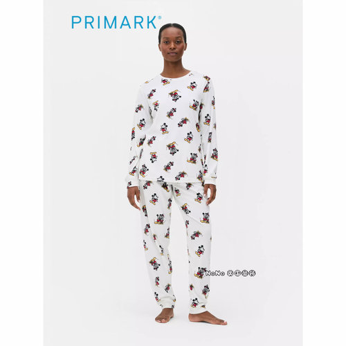 代购英国Primark女款大童迪士尼米妮米奇亲肤绒长袖家居服睡衣裤