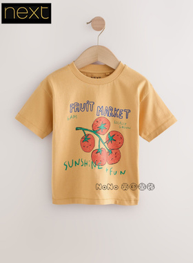 英国Next正品代购儿童橙色水果圆领短袖T恤运动衫透气AM3-974