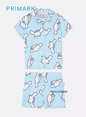 代购英国Primark儿童蓝色大耳狗玉桂狗开衫短袖家居服睡衣短裤