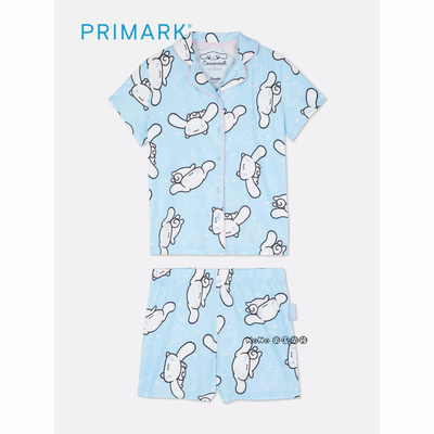 代购英国Primark儿童蓝色大耳狗玉桂狗开衫短袖家居服睡衣短裤