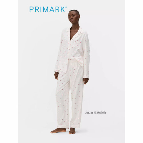 代购英国Primark女款成人大童粉色爱心满印家居服睡衣睡裤开衫