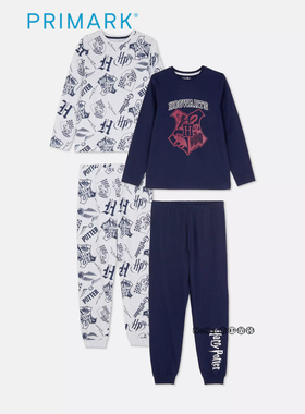 代购英国Primark儿童灰蓝色哈利波特长袖家居服睡衣裤纯棉7-14岁