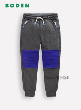 英国Mini Boden儿童灰蓝色拼色休闲卫裤松紧腰长裤2-14岁B2791