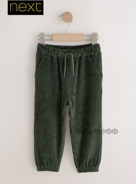 Next英国正品代购儿童绿色灯芯绒休闲长裤松紧腰纯棉1-7岁F14-839