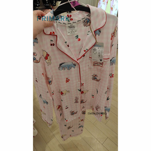 代购英国Primark女款成人大童粉色小熊维尼噗噗长袖家居服睡衣裤