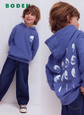 英国Mini Boden男童蓝色月球表面卫衣运动衫套2-14岁全棉B3143