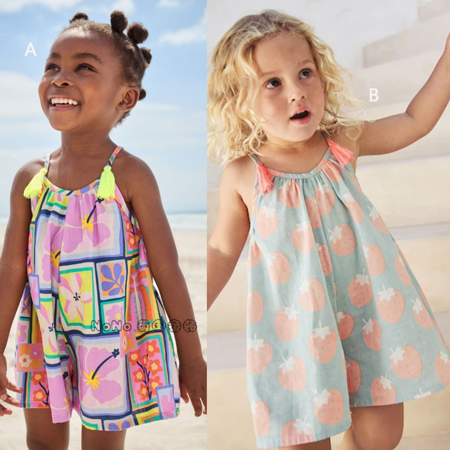 Next英国正品代购女童紫色花朵彩虹吊带连身裤体裤连身衣AC9-277