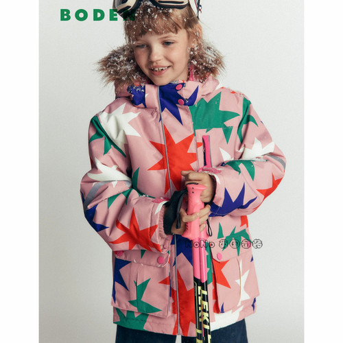英国Mini BODEN女童粉色星星滑雪派克防雨雪外套棉服加厚衣G5566