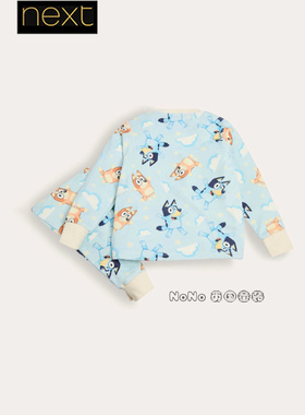 英国Next儿童蓝色布鲁伊宾果家居服长袖睡衣裤暖绒冬季E90-262