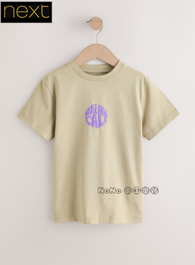 英国Next正品代购男大童亲子浅卡其纯棉短袖T恤衫宽松透气AR1-880