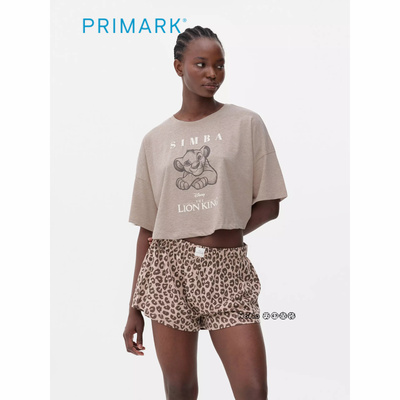 代购英国Primark女款成人大童狮子王豹纹短袖家居服睡衣裤纯棉