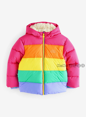 英国Little Bird正品女童彩虹粉拼色外套加厚棉衣棉服夹克AM5-041