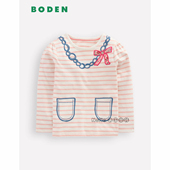 代购 12岁G5626 T恤全棉2 英国Mini BODEN女童粉色条纹蝴蝶结长袖