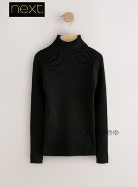 英国Next代购女大童亲子黑色打底保暖高领毛衣针织3-16岁AV5-942