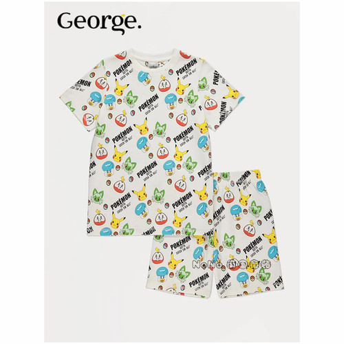 英国乔治George大童宝可梦皮卡丘短袖家居服睡衣裤纯棉1409655