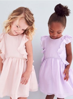 现货Next英国正品丁香紫色连衣裙宴会生日礼服淡粉色513-757