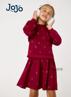 英国JOJO Maman Bebe女童新年红色刺绣卫衣半裙套装1-9岁W29-924