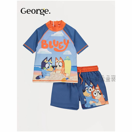 英国乔治George儿童蓝色布鲁伊宾果连体泳衣防晒UPF50+1395712
