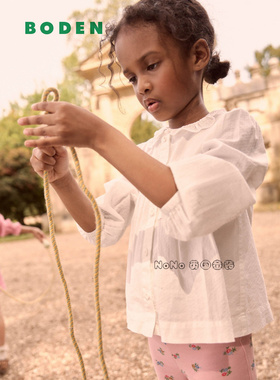 代购英国Mini BODEN女童打揽白色翻领长袖衬衫衣2-14岁G5595-IVO