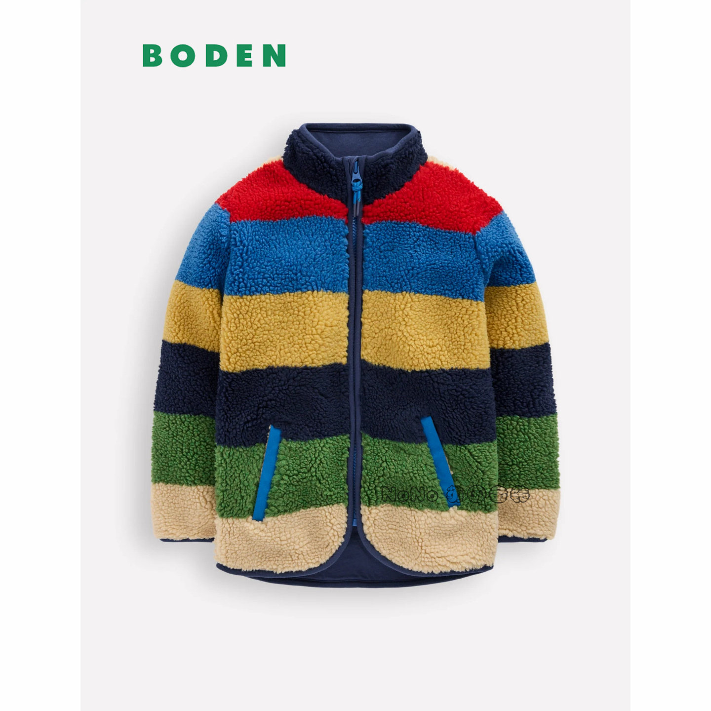 现货英国Mini BODEN儿童彩虹条纹外套羊羔毛棉服加厚2-14岁B2818
