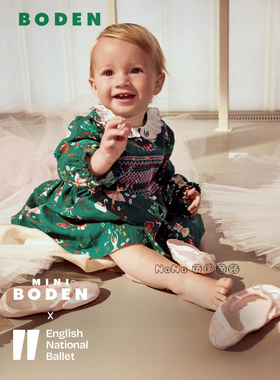 英国Baby Boden婴童绿色刺绣打揽碎花仙子长袖连衣裙棉0-3岁Y2755