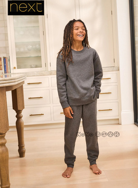 英国Next男大童亲子灰色加厚保暖家居服睡衣裤纯棉3-16岁AR4-854
