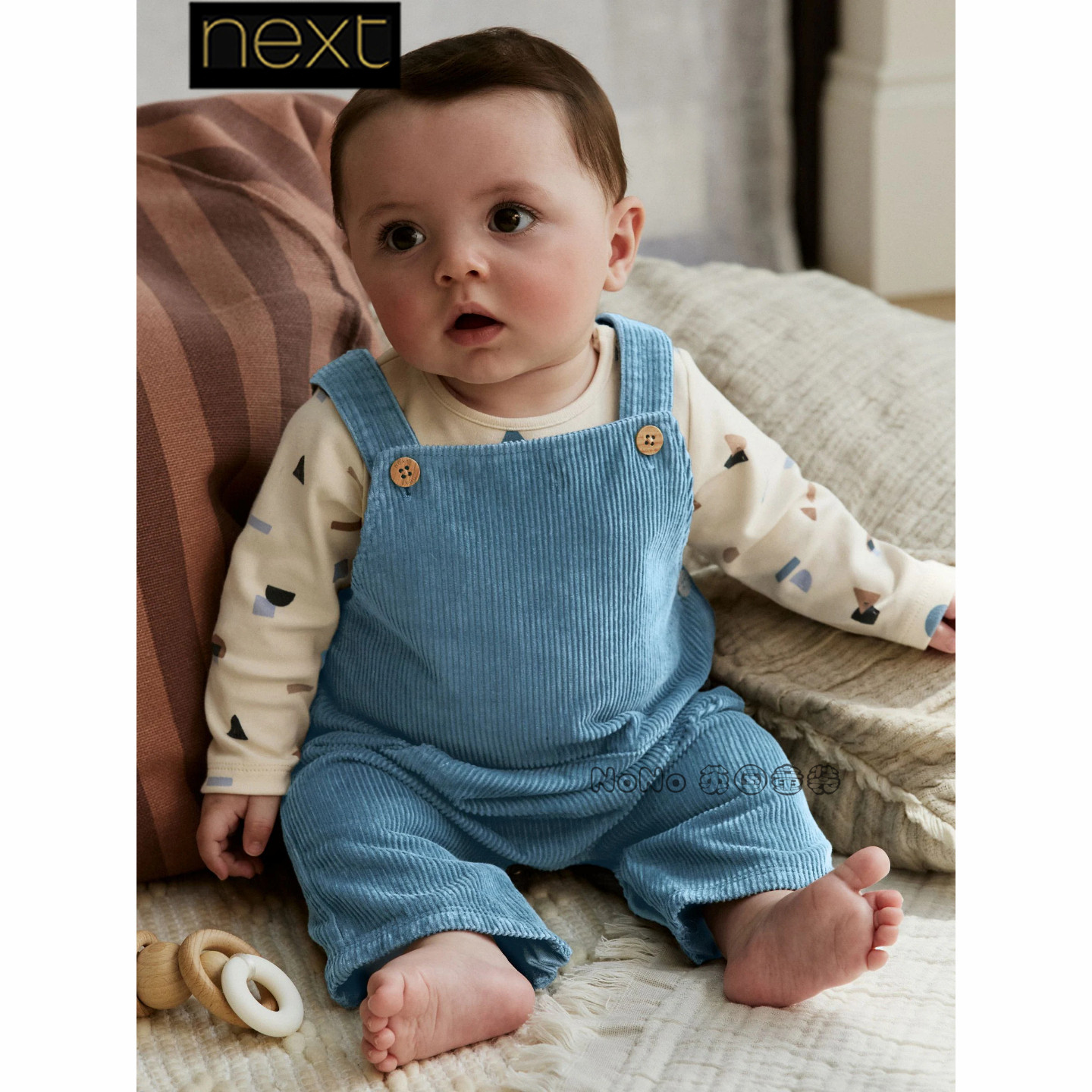 英国Next婴儿蓝色灯芯绒长袖包屁衣背带裤连身套装全棉AY4-413,童装/婴儿装/亲子装,套装,淘宝优惠券,粉丝福利购,淘宝优惠卷