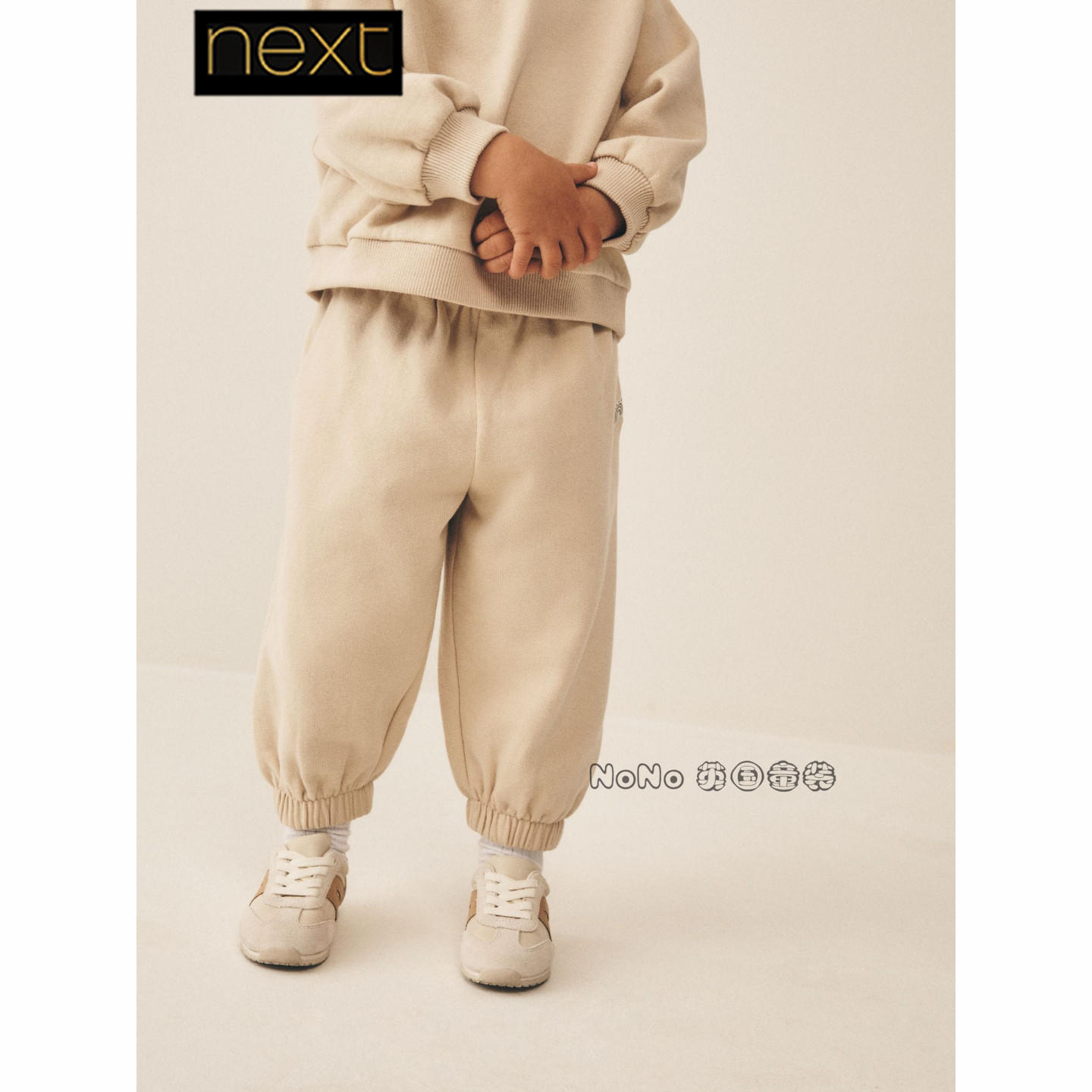 Next英国正品代购女童米色卫裤加绒休闲束脚长裤1-7岁新款G92-539