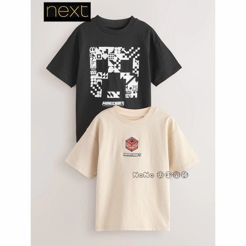 英国Next男大童亲子我的世界短袖T恤两件全棉3-16岁新款V04-899