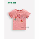 T恤全棉2 英国Mini BODEN女童粉色爱心马术奖牌短袖 12岁G5926