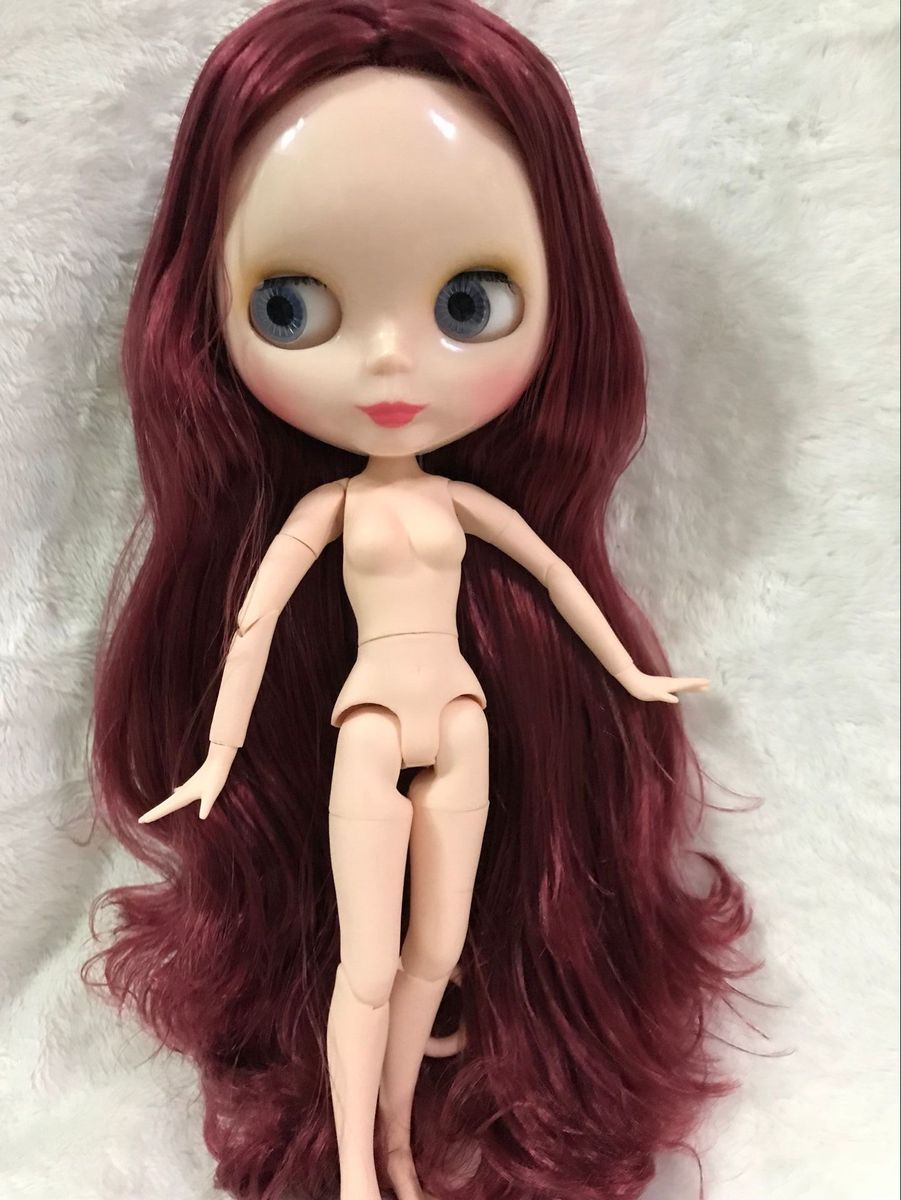 HobgobLin小布娃娃 白肌酒红色卷发19 关节体娃娃  新手改娃改妆