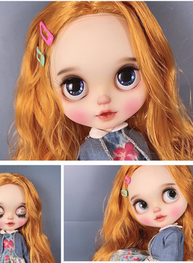 精仿 橙色中分大卷发 粉色系妆绘画粉色兔子茶杯眼皮 改娃定金