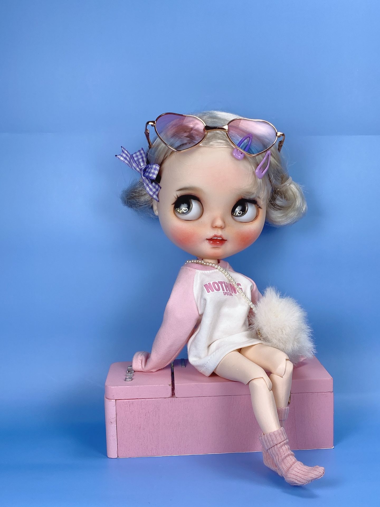 HobgobLin时尚银色小啾啾女孩 真人风肌理 小布改娃改妆 定金