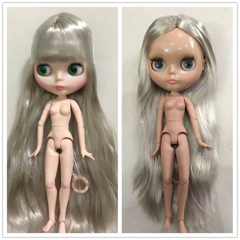 HobgobLin小布裸娃 19关节白肌普肌日烧肌 银色直发 刘海 中分