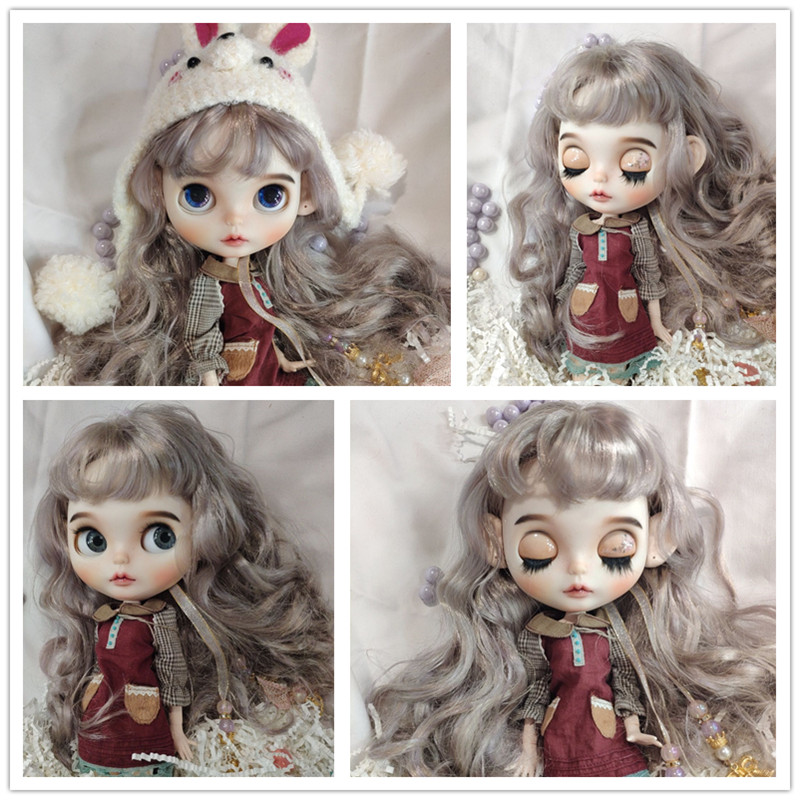 HobgobLin淡紫色混银白色头发头皮 改娃改娃小布裸娃直销定制定金