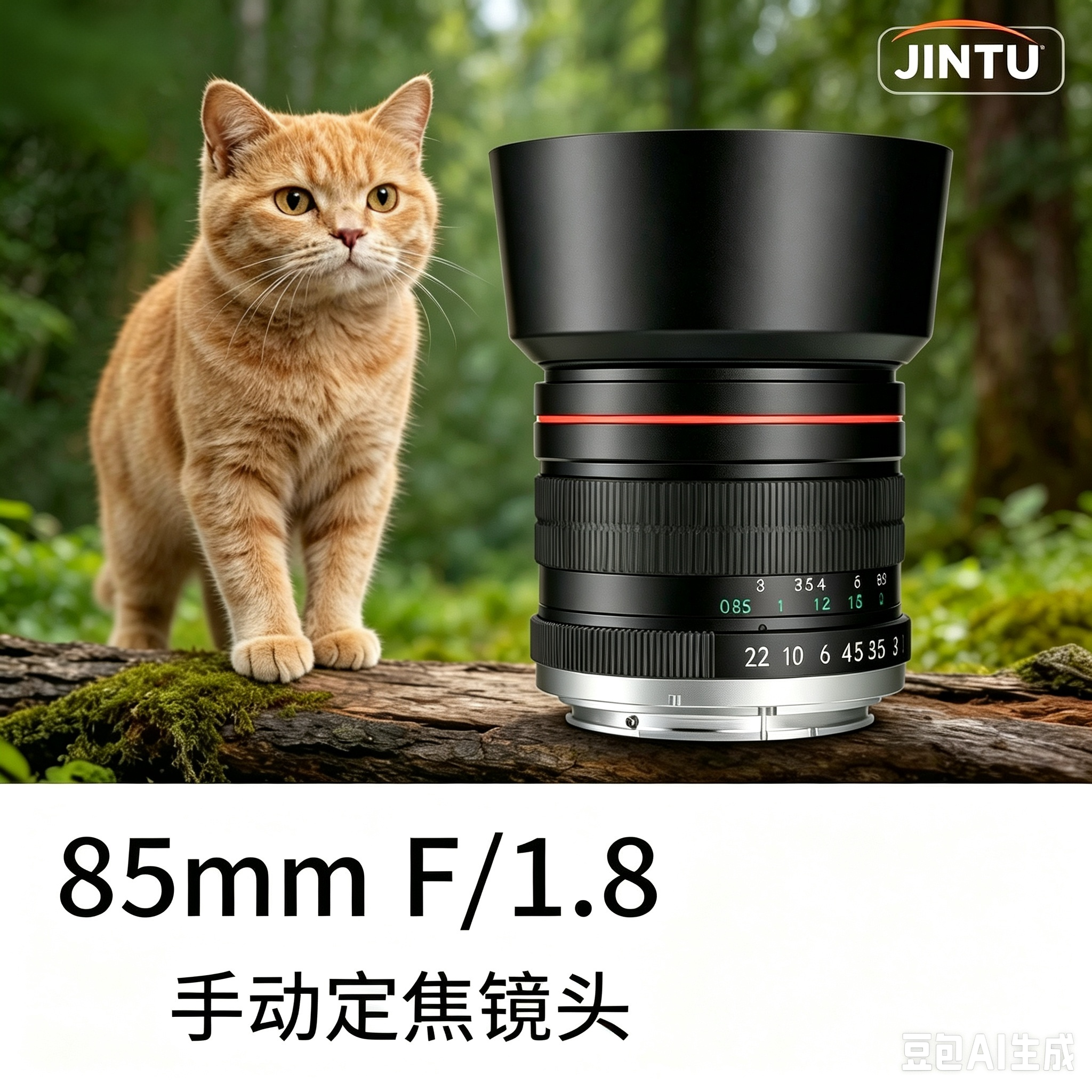 JINTU 85mmF1.8超大光圈手动全画幅标准定焦镜头人像单反相机镜头