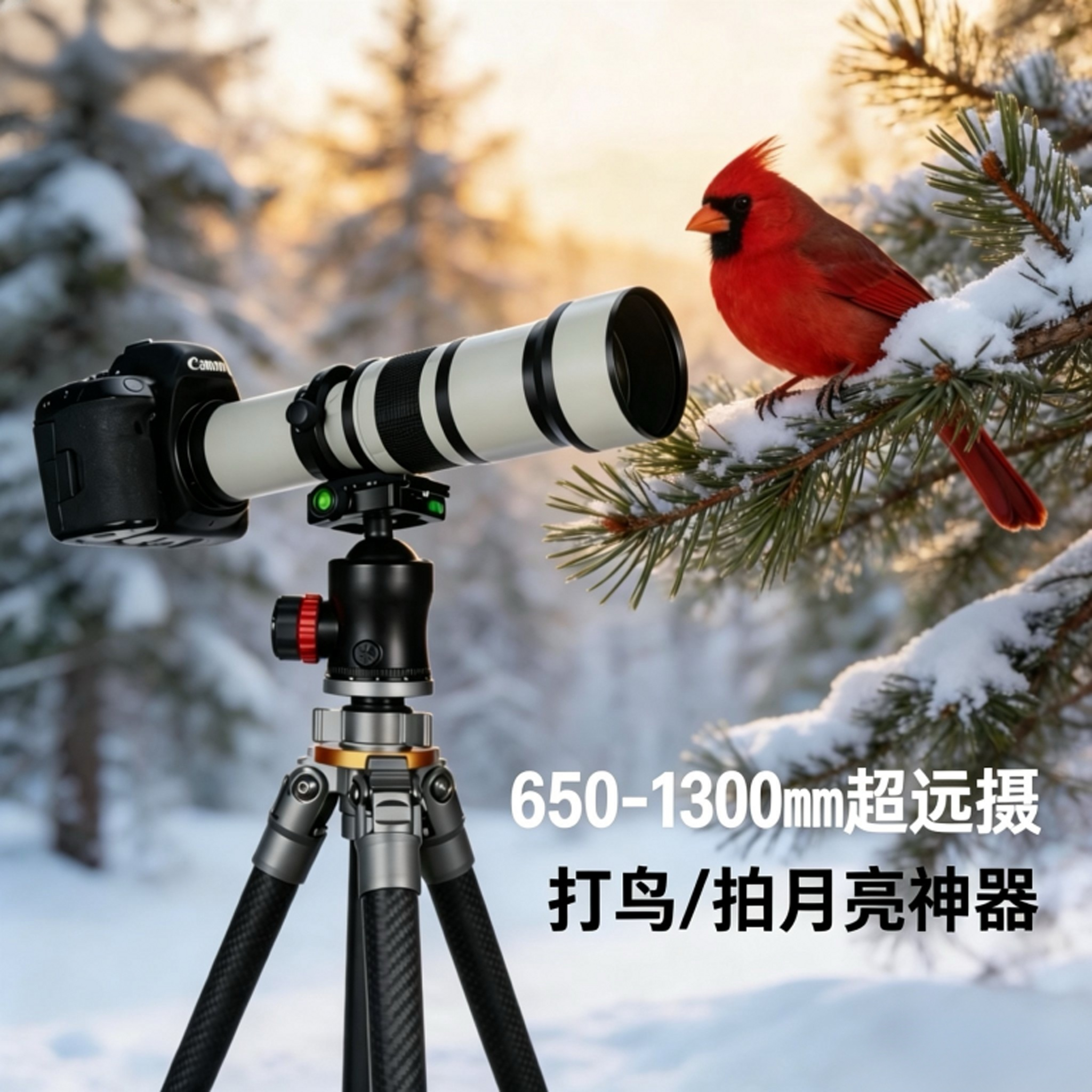 JINTU 650-1300mm长焦镜头高清手动适用佳能EF尼康F索尼E单反相机
