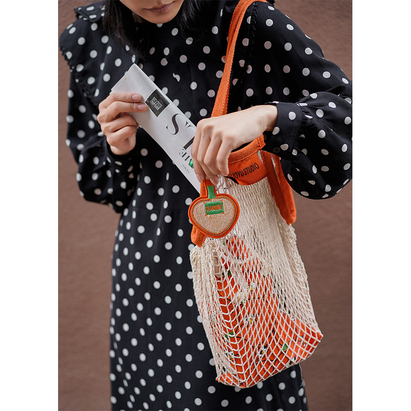 若愚工坊原创设计便携折叠网格编织单肩手提包袋