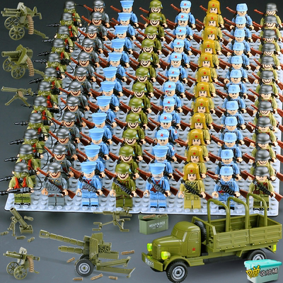 二战军事积木人打仗武器装备