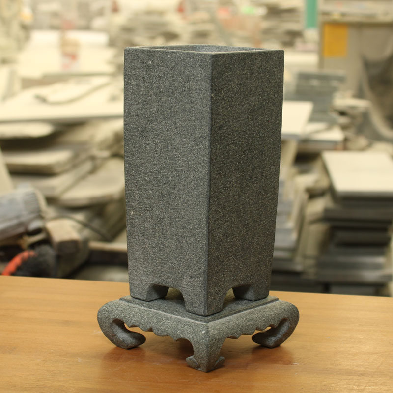 石雕底座青石花盆摆件天然石材盆景用具桌面装饰绿植盆器室内花瓶