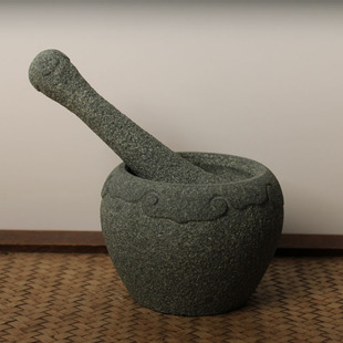 对窝子石头天然青石压琢蒜泥原石雕刻厨房石头捣蒜石器纯手工石臼