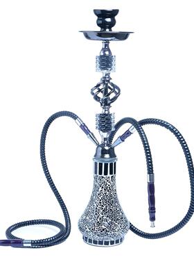 跨境货源供应阿拉伯水烟玻璃壶双管水烟套装成品hookah外贸