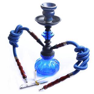 水烟工厂阿拉伯水烟玻璃小号双管烟壶外贸货hookah shisha