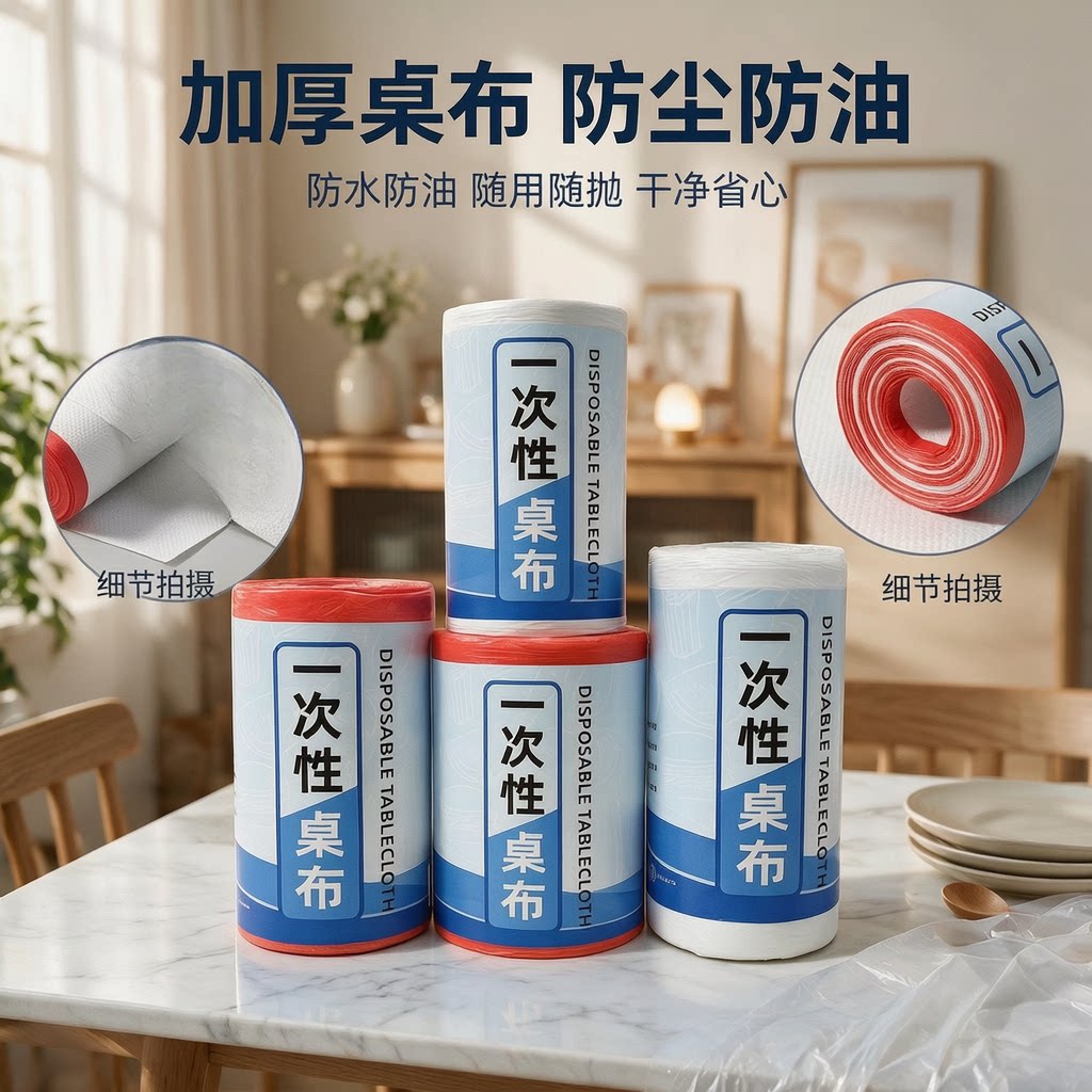加厚一次性塑料防水防油桌布