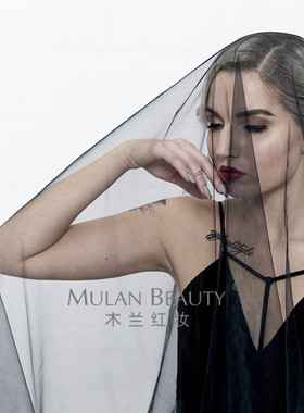 新款新娘结婚拍照写真头纱diy摄影旅拍凹造型黑色软纱素纱包邮