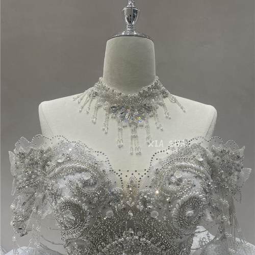 新款手工镶钻珠片新娘项链